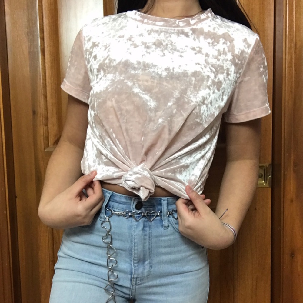 Pink Forever 21 velvet tee
